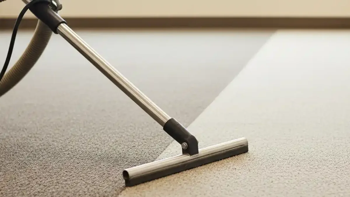 Professional carpet steam cleaning equipment in action